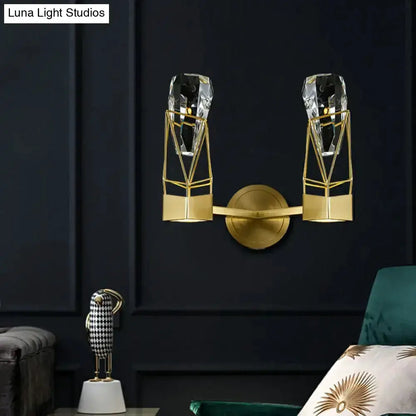 Modern Brass Crystal Rock Wall Sconce Fixture