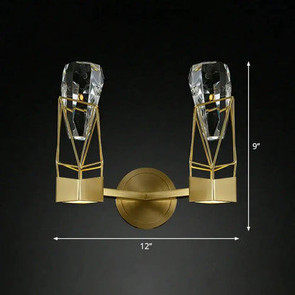 Modern Brass Crystal Rock Wall Sconce Fixture