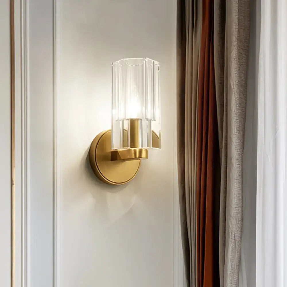 Brass crystal wall mount lamp with clear glass shade, Decorbites on Tampa Home & Garden Store