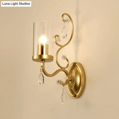 Brass crystal glass 2-bulb sconce by Decorbites with crystal drops on Tampa Home & Garden Store