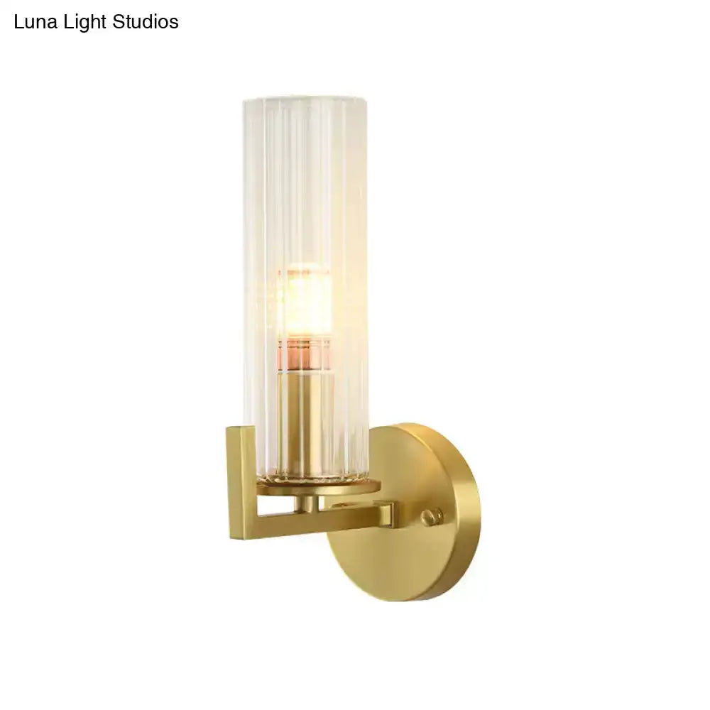 Decorbites brass crystal wall sconce with vertical glass shade 220-240V on Tampa Home & Garden Store