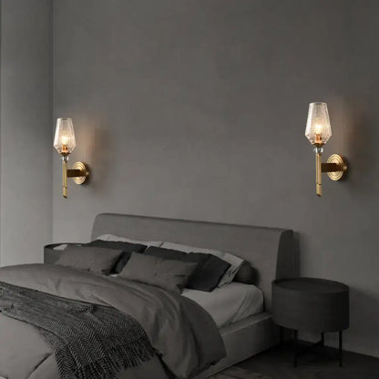 Brass Diamond Wall Sconce pair by Decorbites with diamond-cut glass shades on Tampa Home & Garden Store