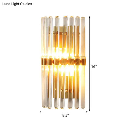 Brass Crystal Sconce Lamp by Decorbites, glass crystal tubes, warm glow, 16in tall on Tampa Home & Garden Store