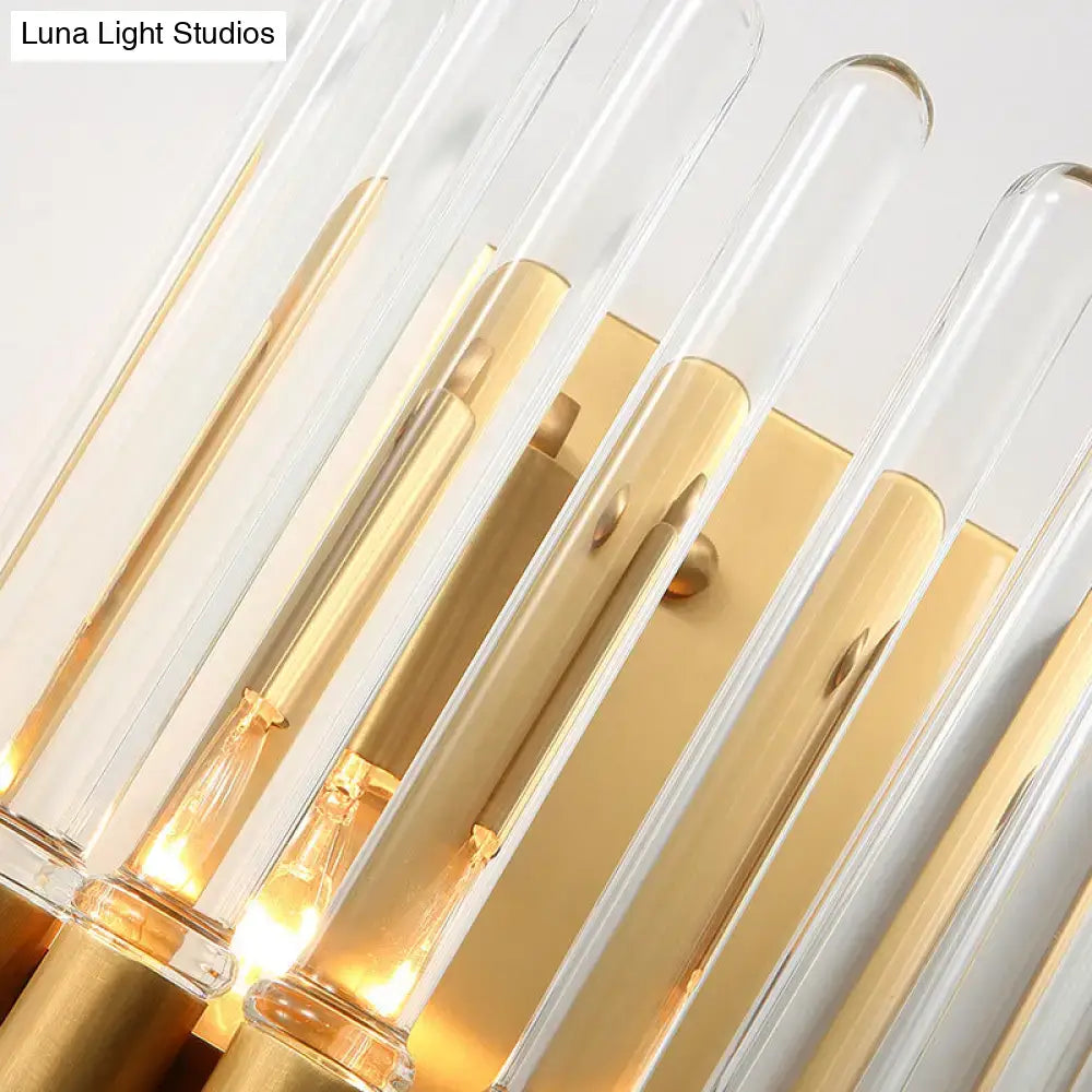 Brass crystal sconce lamp with glass tube prisms by Decorbites on Tampa Home & Garden Store