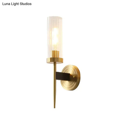 Brass glass tube wall light with clear glass shade by Decorbites, round wall mount on Tampa Home & Garden Store