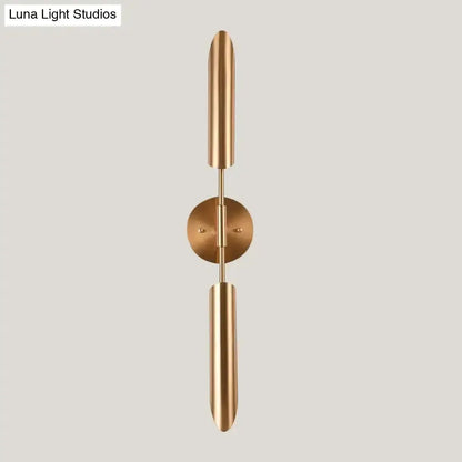 Modern brass finish LED wall lamp dual cylindrical bedroom sconce Decorbites on Tampa Home & Garden Store