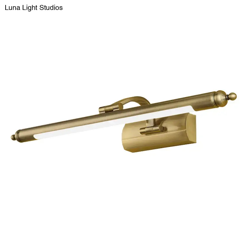 Brass rectangular vanity light fixture with horizontal bar and white diffuser Decorbites on Tampa Home & Garden Store