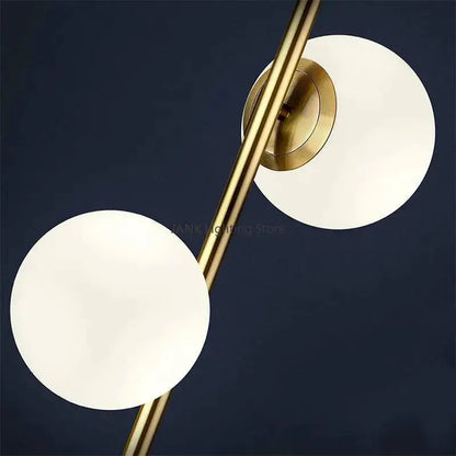 Modern Brass Glass Ball Floor Lamp for Bedroom