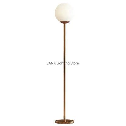 Modern Brass Glass Ball Floor Lamp for Bedroom