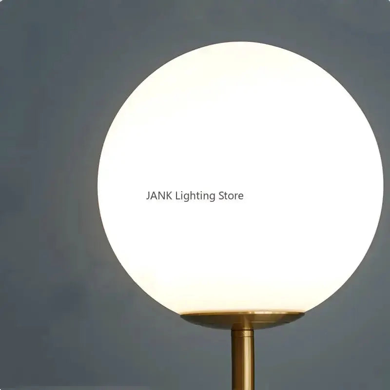 Modern Brass Glass Ball Floor Lamp for Bedroom