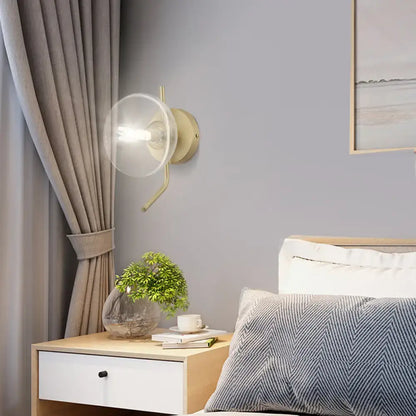 Brass dome wall sconce with glass globe, gold finish, bedroom lighting by Decorbites on Tampa Home & Garden Store