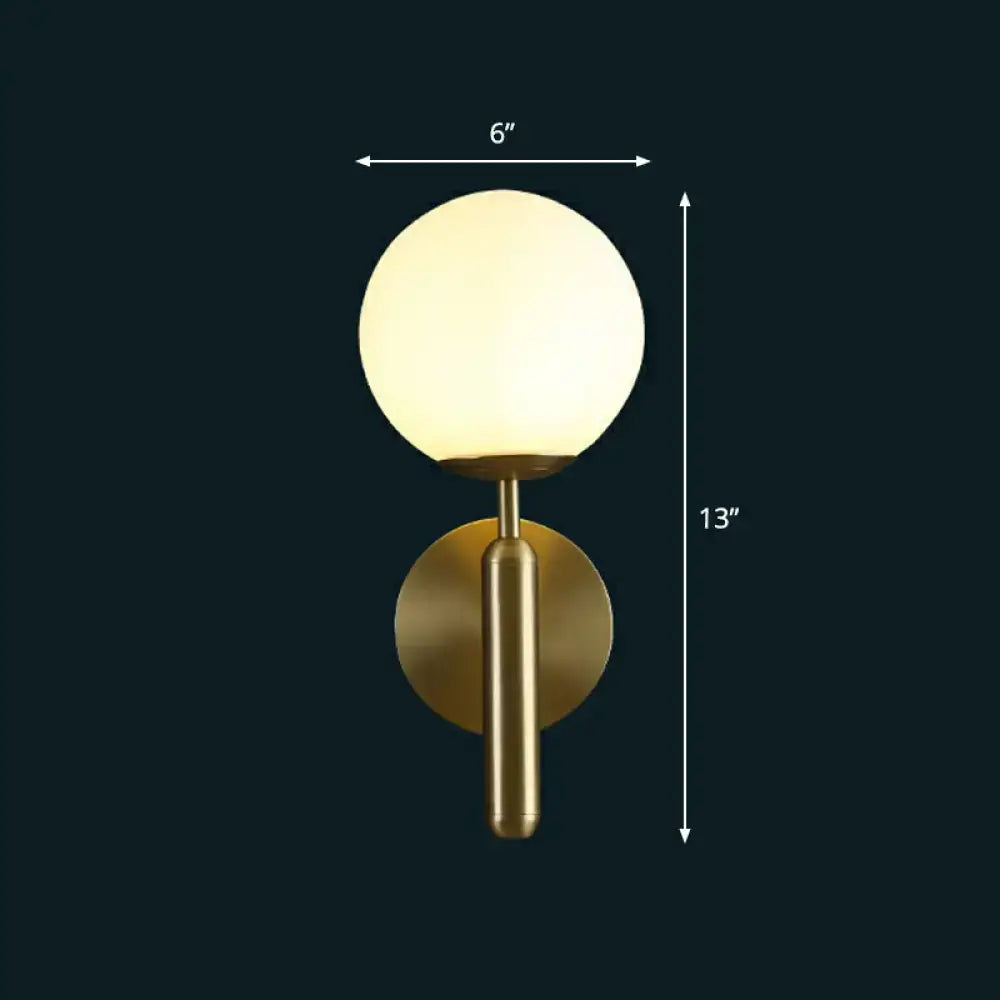 Glass Ball Wall Sconce by Decorbites, brass frosted globe, 6-inch diameter, 13-inch height on Tampa Home & Garden Store