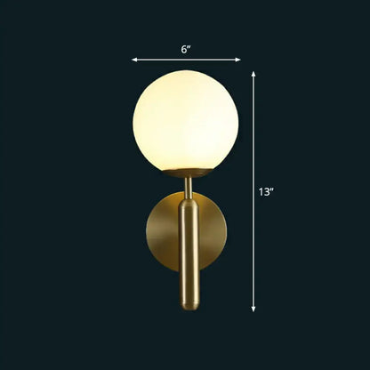 Glass Ball Wall Sconce by Decorbites, brass frosted globe, 6-inch diameter, 13-inch height on Tampa Home & Garden Store