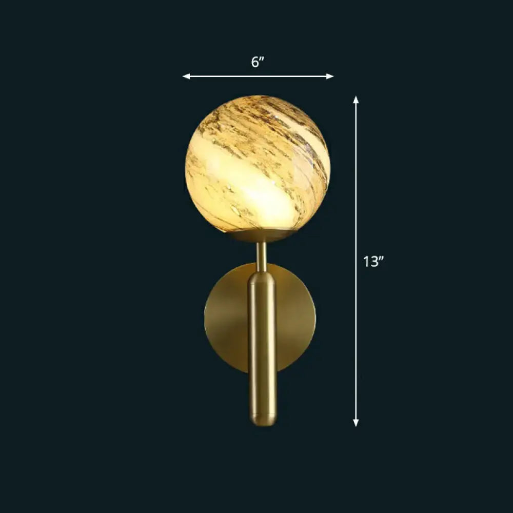 Glass Ball Wall Sconce in brass finish with marbled glass globe by Decorbites on Tampa Home & Garden Store