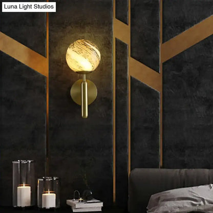 Glass Ball Wall Sconce by Decorbites with brass mount and marble globe on Tampa Home & Garden Store