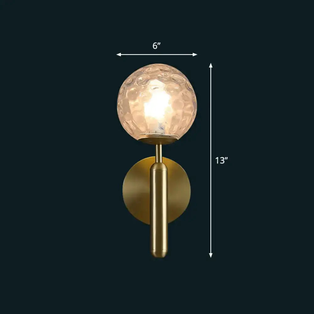 Glass ball wall sconce in brass with textured globe, 6-inch diameter, Decorbites on Tampa Home & Garden Store