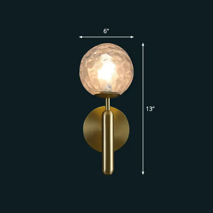 Glass ball wall sconce in brass with textured globe, 6-inch diameter, Decorbites on Tampa Home & Garden Store