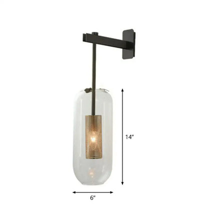 Decorbites Brass Mesh Wall Sconce with clear glass shade and black mounting arm on Tampa Home & Garden Store