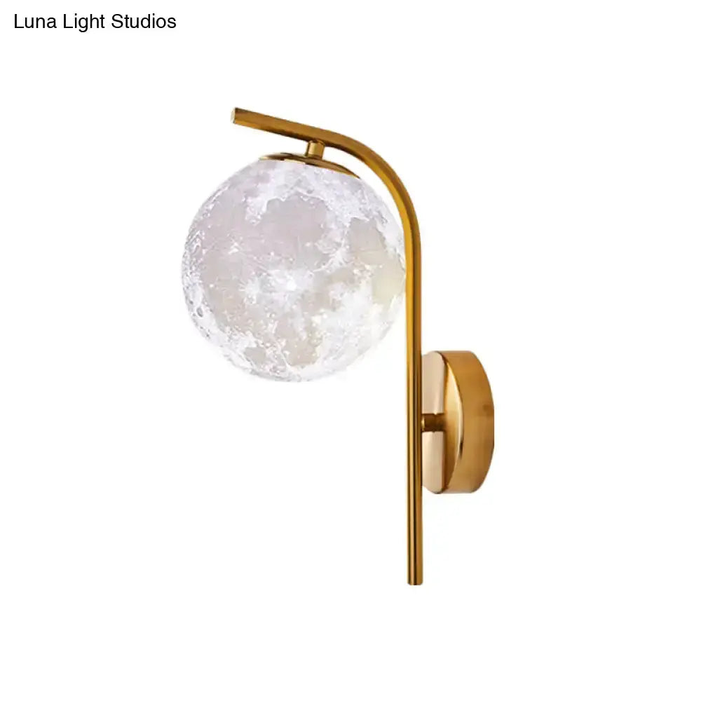 Modern Brass Globe Bedside Lamp Frosted Glass