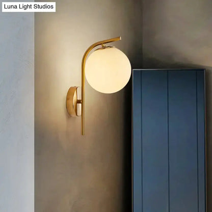 Modern Brass Globe Bedside Lamp Frosted Glass