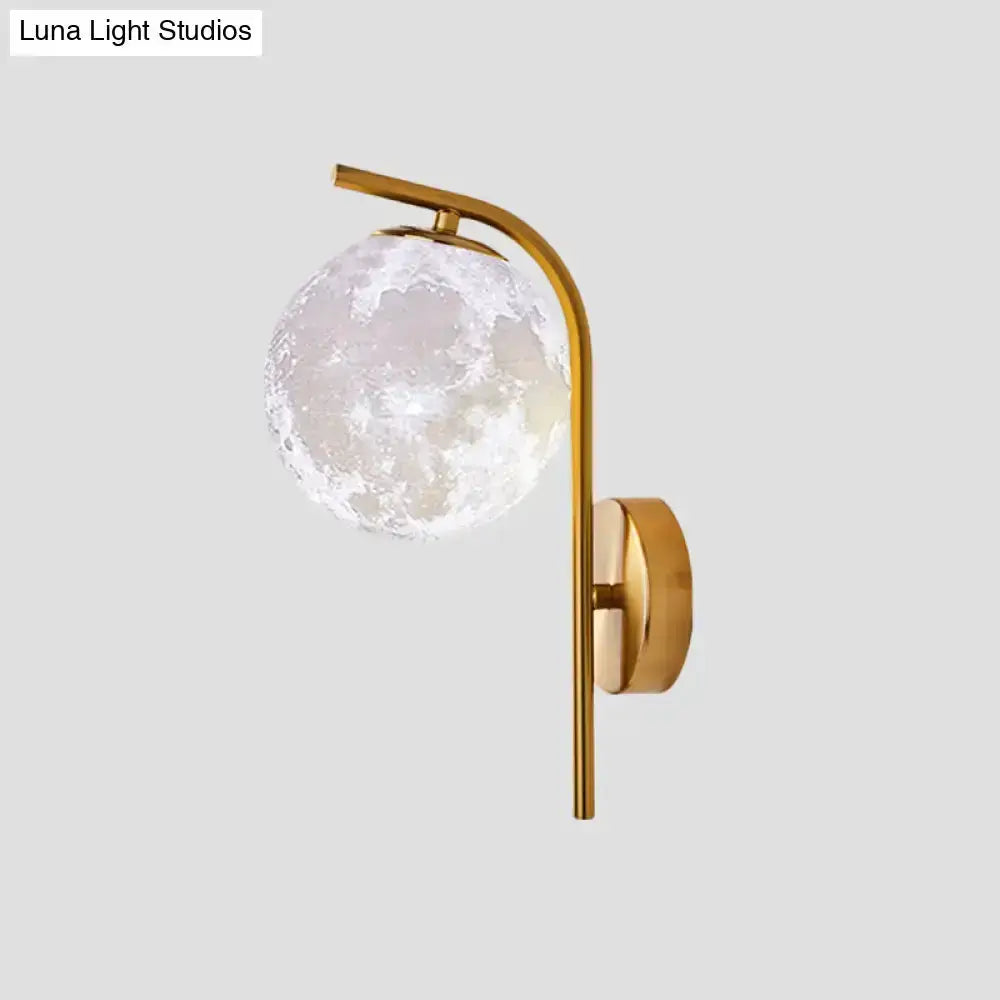 Modern Brass Globe Bedside Lamp Frosted Glass