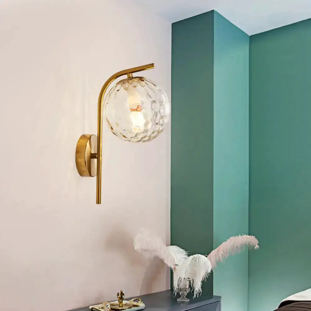 Brass globe bedside lamp with frosted glass shade, modern wall sconce by Decorbites on Tampa Home & Garden Store