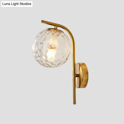 Modern Brass Globe Bedside Lamp Frosted Glass