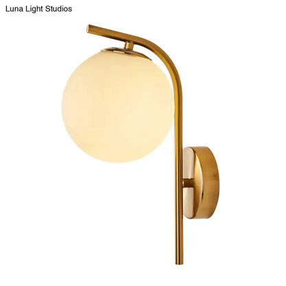 Modern Brass Globe Bedside Lamp Frosted Glass
