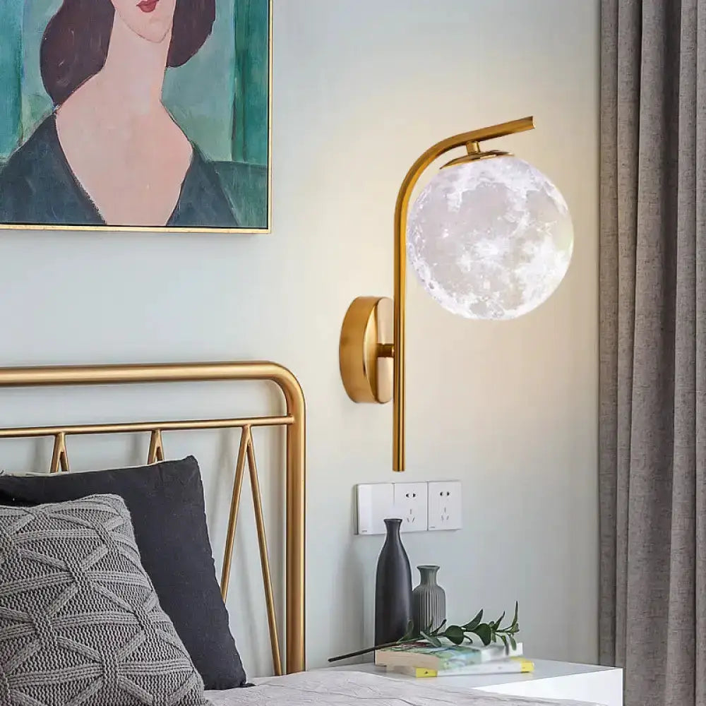 Modern brass globe bedside lamp with frosted glass, wall-mounted gold sconce Decorbites on Tampa Home & Garden Store