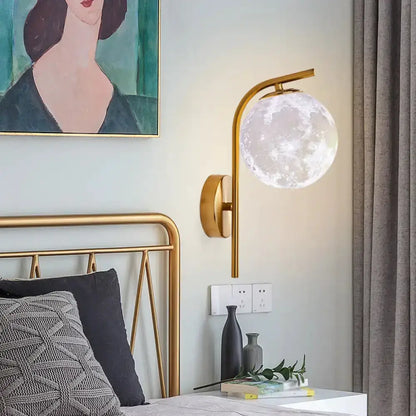 Modern brass globe bedside lamp with frosted glass, wall-mounted gold sconce Decorbites on Tampa Home & Garden Store