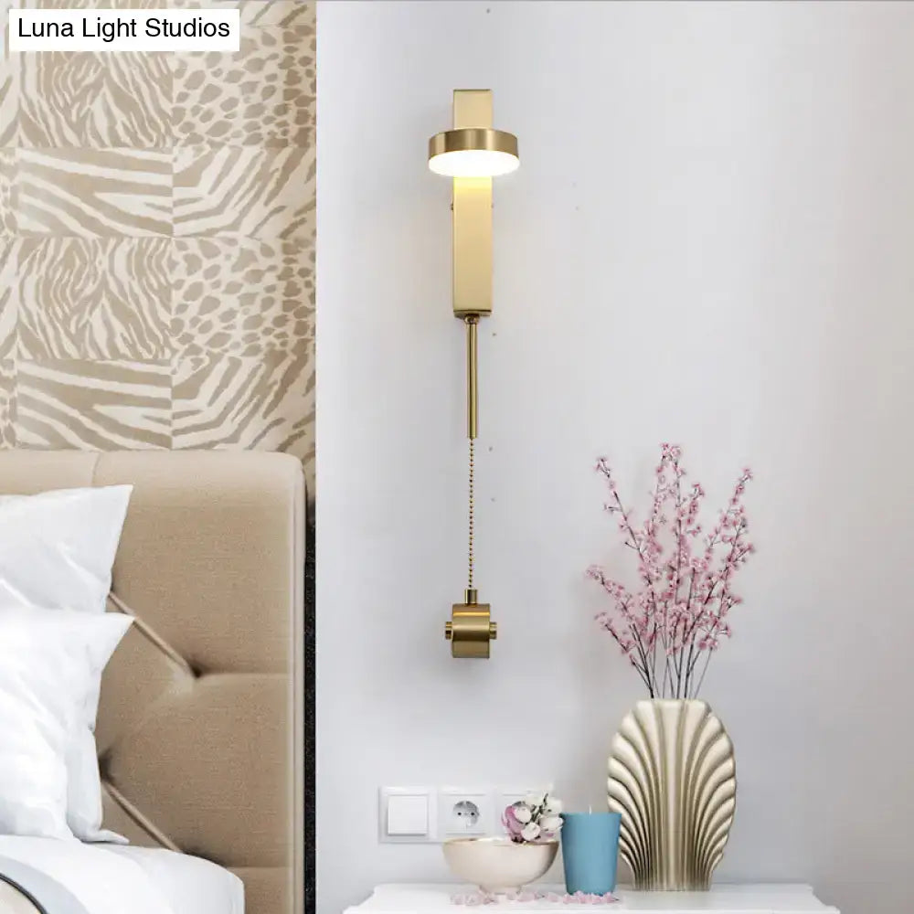 Brass L-shaped wall sconce with pull chain, Decorbites brand lighting on Tampa Home & Garden Store