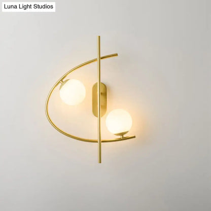 Brass milk glass post-modern wall sconce by Decorbites with twin globes on Tampa Home & Garden Store