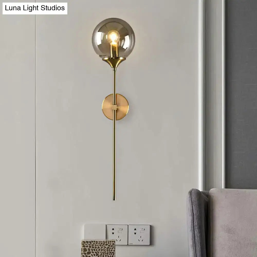 Brass Pencil Adjustable Arm Wall Sconce with clear glass globe bulb Decorbites on Tampa Home & Garden Store