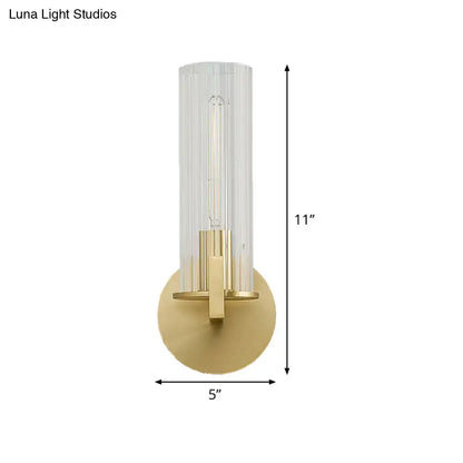 Brass glass shade wall sconce Decorbites ribbed glass with brass mount 11in tall 5in wide on Tampa Home & Garden Store