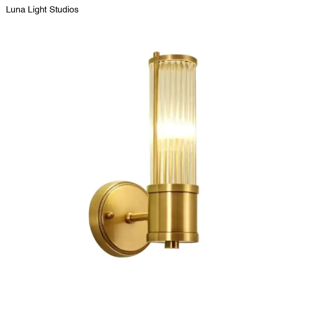 Modern brass ridged crystal wall light hallway fixture Decorbites on Tampa Home & Garden Store
