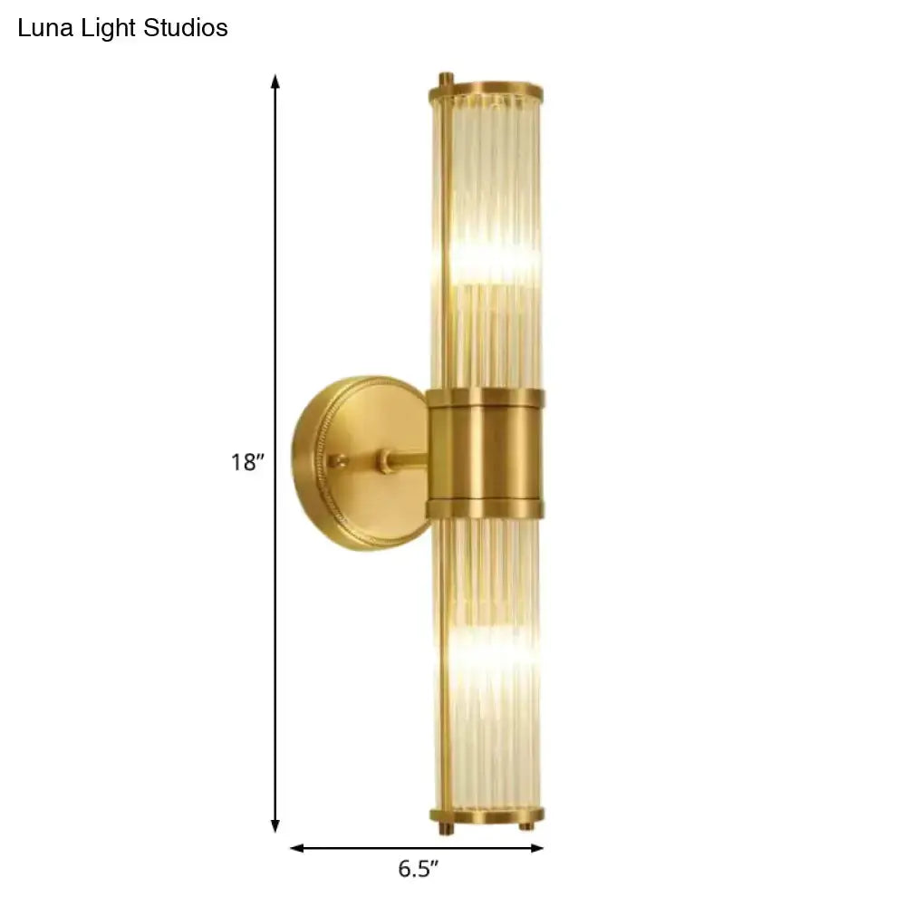 Modern brass ridged crystal wall light hallway fixture by Decorbites, 18in tall 6.5in wide sconce on Tampa Home & Garden Store