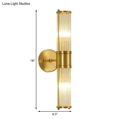 Modern brass ridged crystal wall light hallway fixture by Decorbites, 18in tall 6.5in wide sconce on Tampa Home & Garden Store