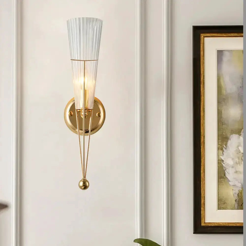 Brass Sconce Light with Clear Crystal Wall Lamp