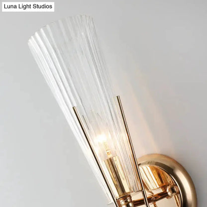 Brass Sconce Light with Clear Crystal Wall Lamp