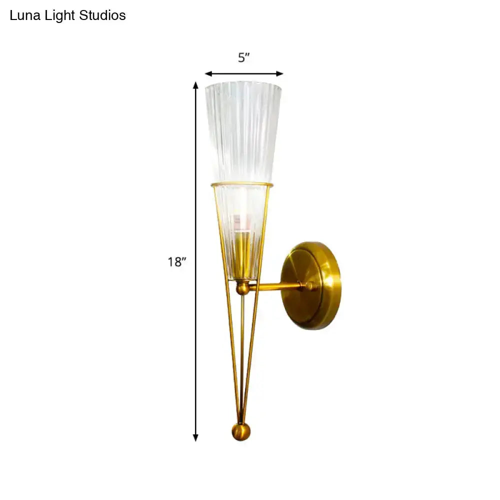 Brass Sconce Light with Clear Crystal Wall Lamp