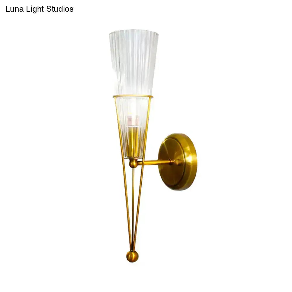 Brass Sconce Light with Clear Crystal Wall Lamp