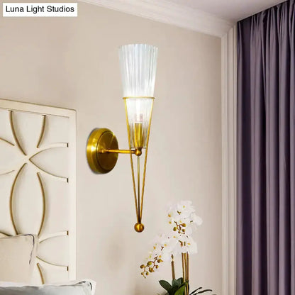 Brass Sconce Light with Clear Crystal Wall Lamp