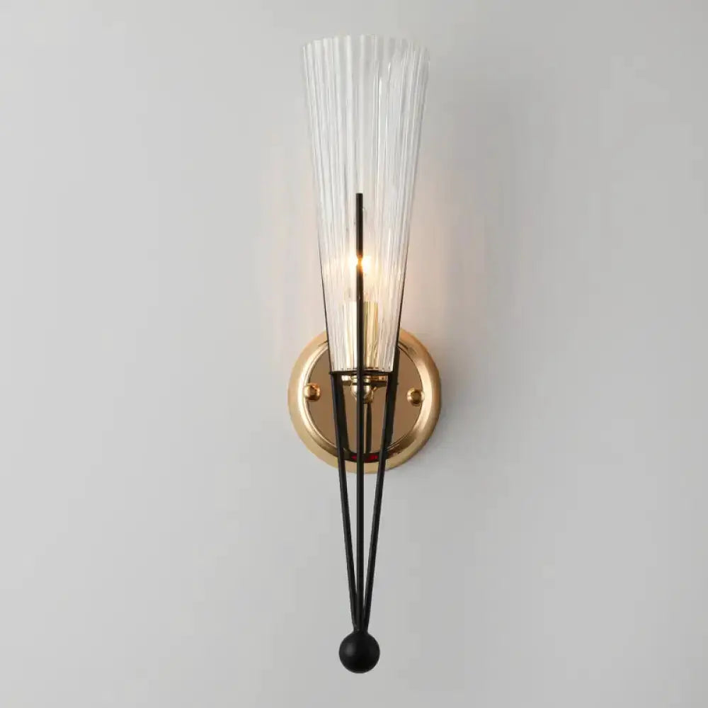 Brass Sconce Light with Clear Crystal Wall Lamp
