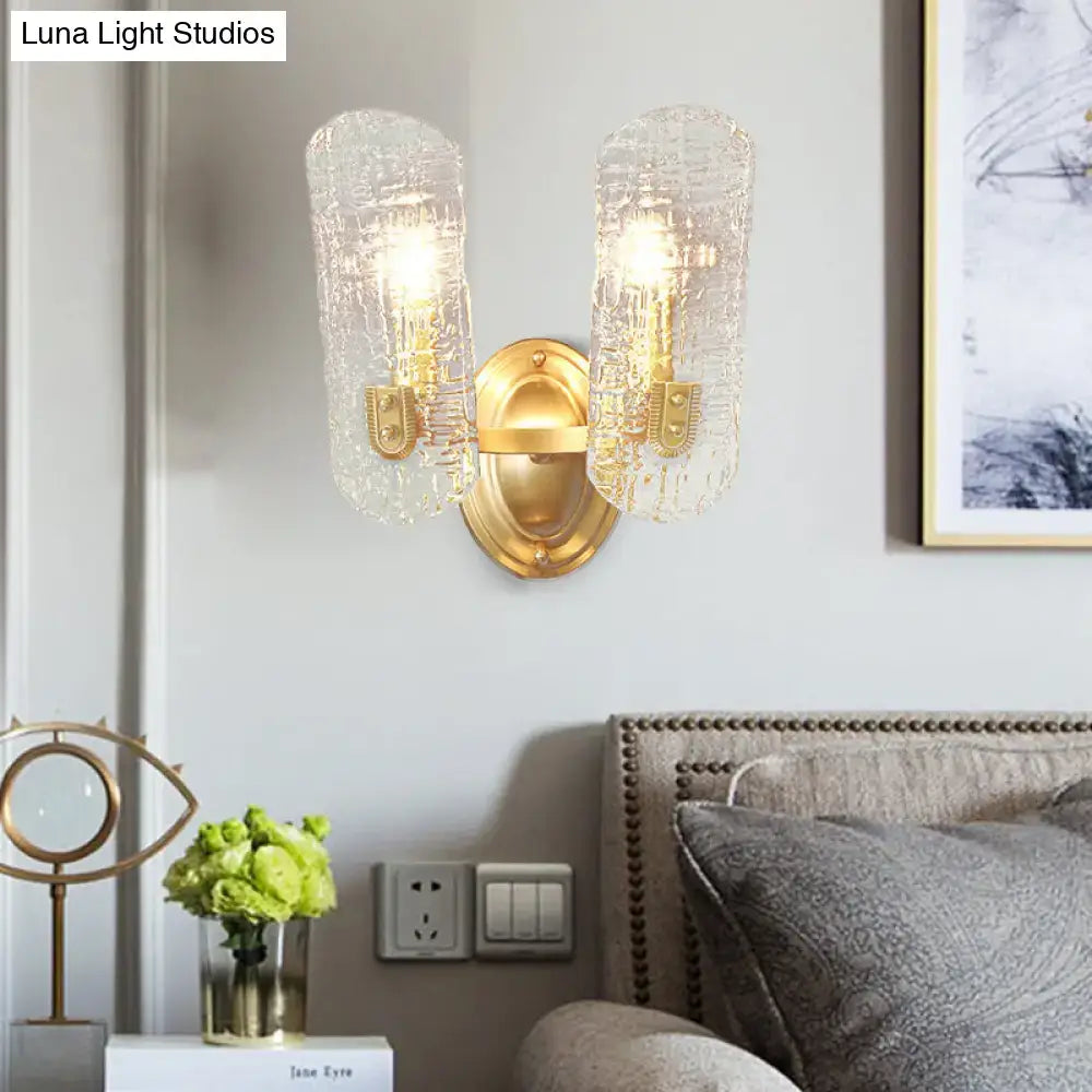 Brass water glass sconce by Decorbites, dual-light with glass shades, gold finish on Tampa Home & Garden Store