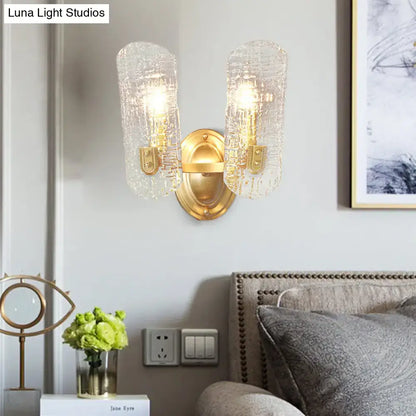 Brass water glass sconce by Decorbites, dual-light with glass shades, gold finish on Tampa Home & Garden Store