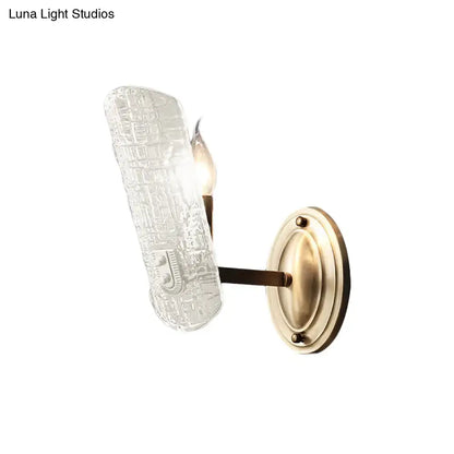Brass water glass sconce dual-light by Decorbites with textured shade on Tampa Home & Garden Store