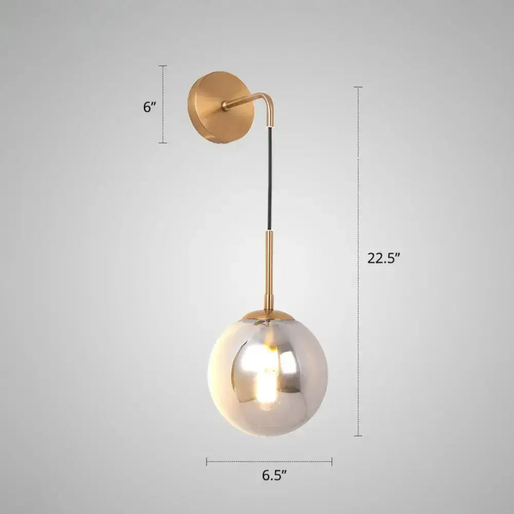 Modern brass smoked glass ball wall hanging lamp Decorbites for bedroom lighting on Tampa Home & Garden Store
