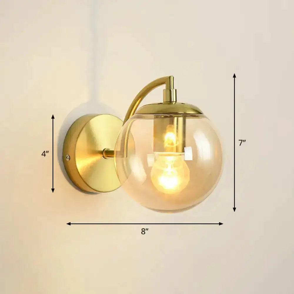 Modern Brass Glass Stairway Wall Light Fixture