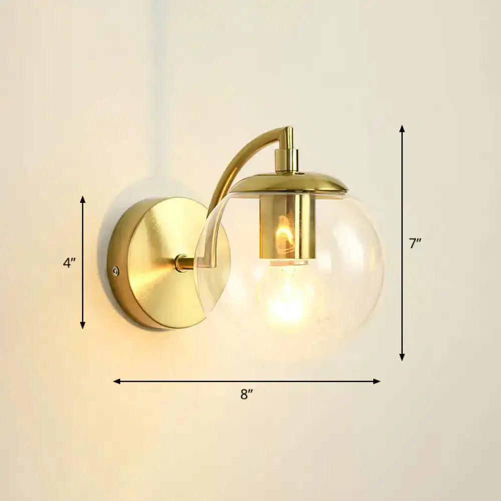 Modern Brass Glass Stairway Wall Light Fixture