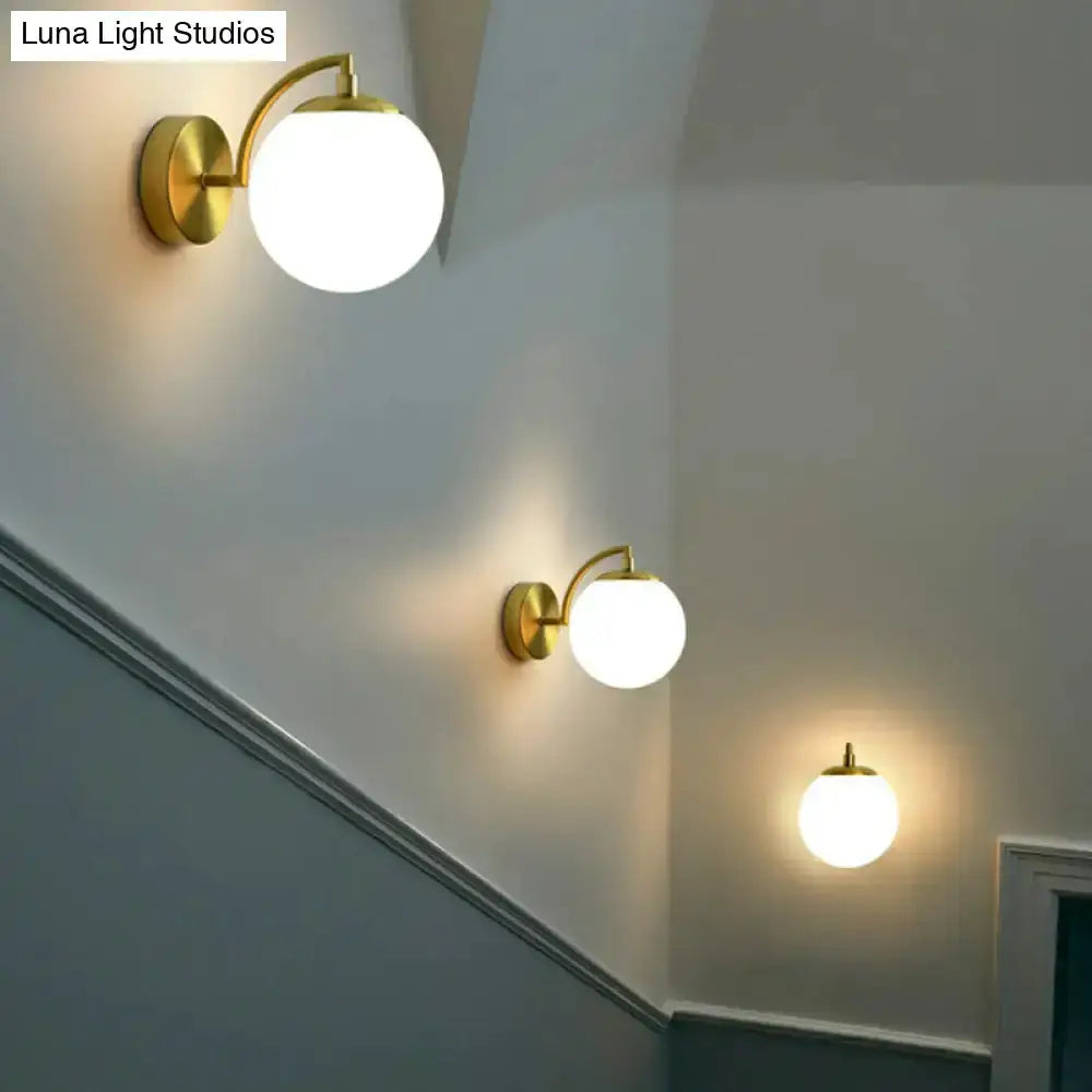 Modern Brass Glass Stairway Wall Light Fixture